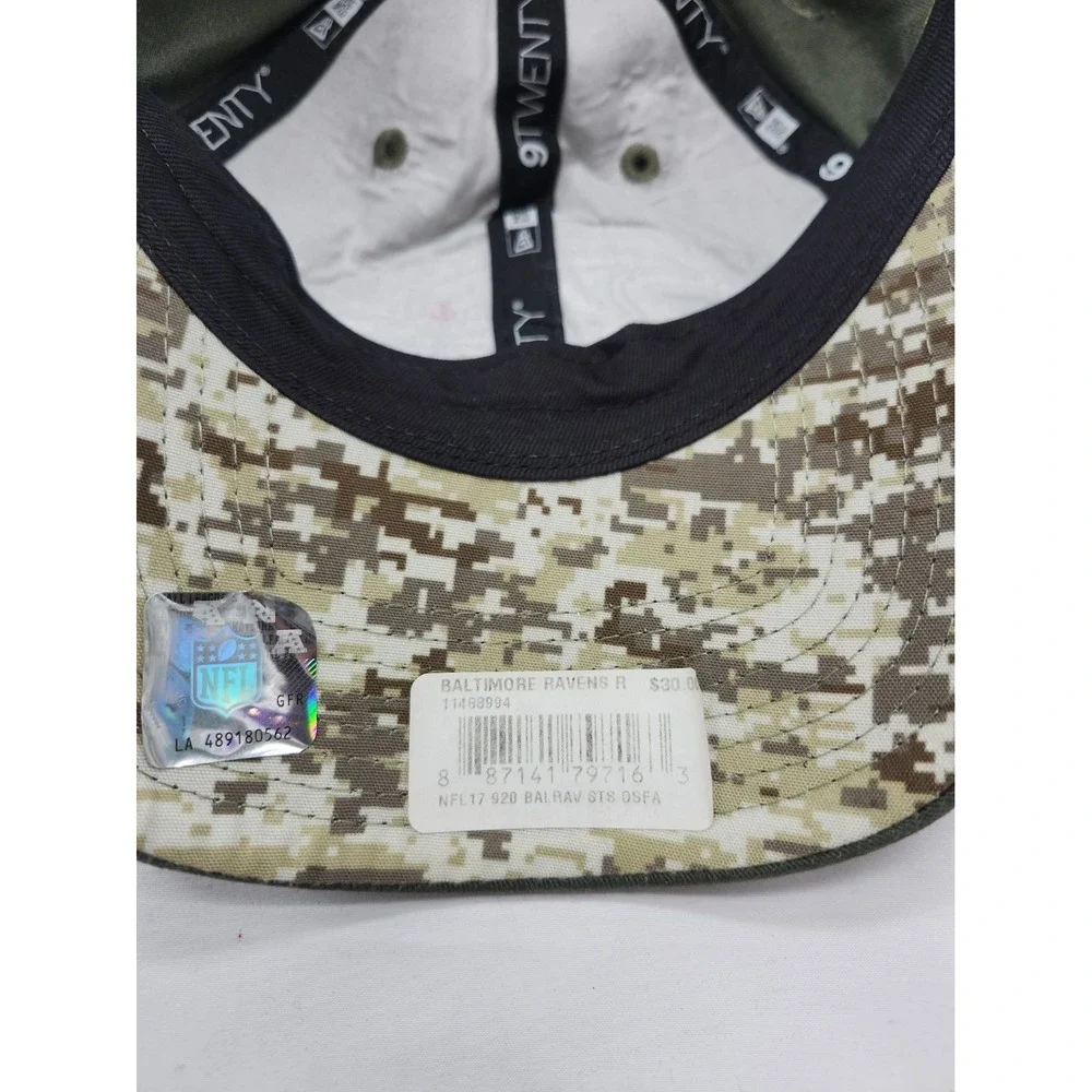 Baltimore Ravens Hat Cap Strap Back Green Logo Salute To Service American Flag